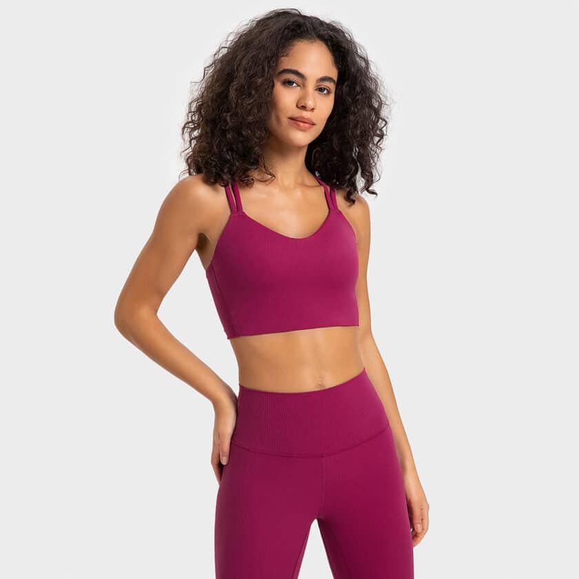 fitfeverapparel fixed bra pad integrated cross hollow push-up bra