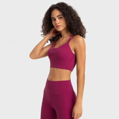 fitfeverapparel fixed bra pad integrated cross hollow push-up bra - Image 2