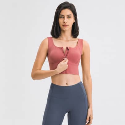 Front zip push-up sports bra