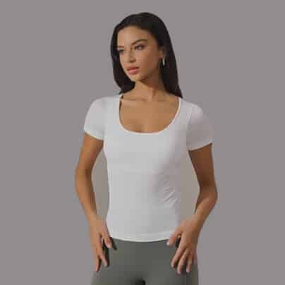 fitfeverapparel Seamless Square Neck Quick Dry Athletic Short Sleeve Top front