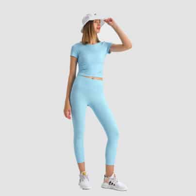 fitfeverapparel Stretch Cinched Waist Threaded Pleated Athletic Short Sleeve T-Shirt panorama